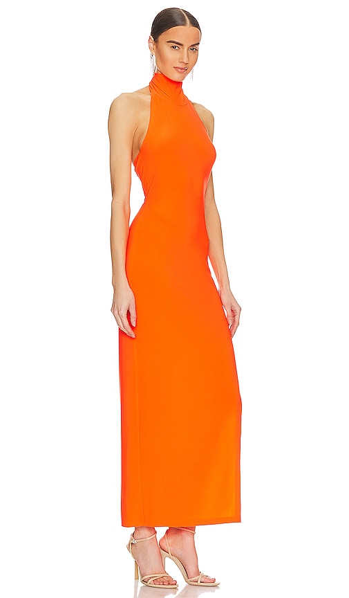 Norma Kamali Halter Turtleneck Gown in Orange