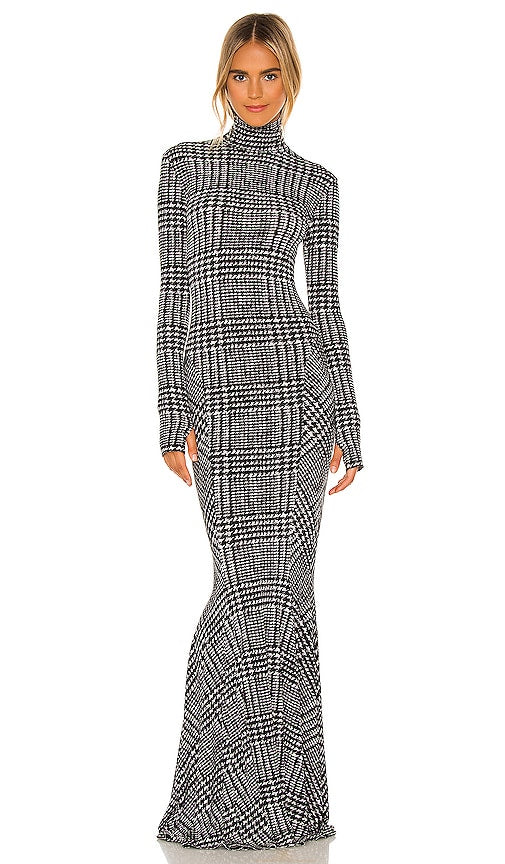 Norma Kamali Long Sleeve Turtle Fishtail Gown in Black & White - Norma Kamali - Robe queue de poisson tortue à manches longues en noir et blanc - Norma Kamali 黑白长袖海龟鱼尾礼服 - Langärmliges Kleid mit Schildkröten-Fischschwanz von Norma Kamali in Schwarz und Weiß - Norma Kamali 블랙 & 화이트 긴팔 터틀 피쉬테일 가운 - Abito a coda di pesce tartaruga a maniche lunghe Norma Kamali in bianco e nero