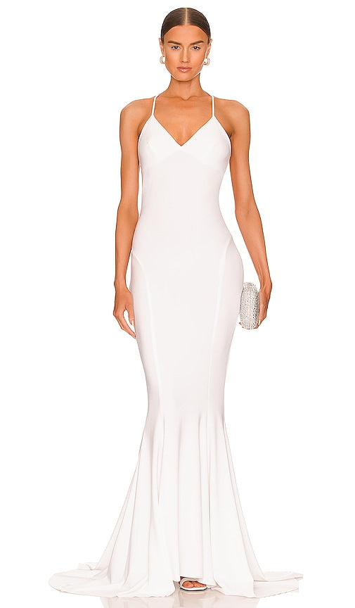 Norma Kamali Low Back Slip Mermaid in White