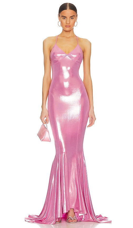 Norma Kamali Mermaid Fishtail Gown in Pink - Robe queue de poisson sirène Norma Kamali en rose - Norma Kamali 粉色鱼尾礼服 - Norma Kamali Meerjungfrau-Fischschwanzkleid in Rosa - Norma Kamali 머메이드 피쉬테일 가운 핑크 색상 - Abito a coda di pesce sirena Norma Kamali in rosa