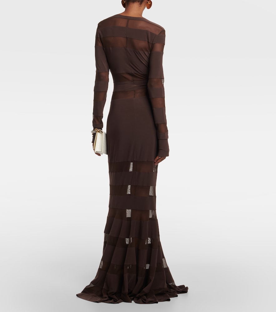 Norma Kamali Mesh-panelled gown