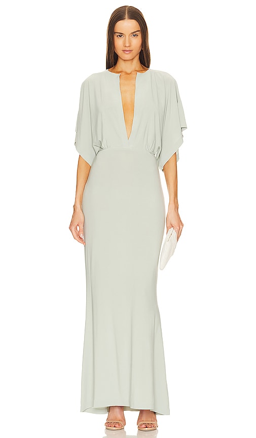 Norma Kamali Obie Gown in Sage - Robe Norma Kamali Obie en sauge - Norma Kamali Obie 鼠尾草礼服 - Norma Kamali Obie Kleid in Salbei - Norma Kamali 오비 가운 - Abito Norma Kamali Obie color salvia