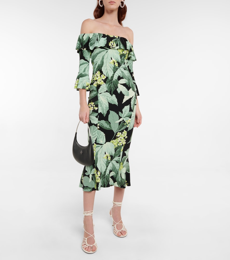 Norma Kamali Off-shoulder printed midi dress