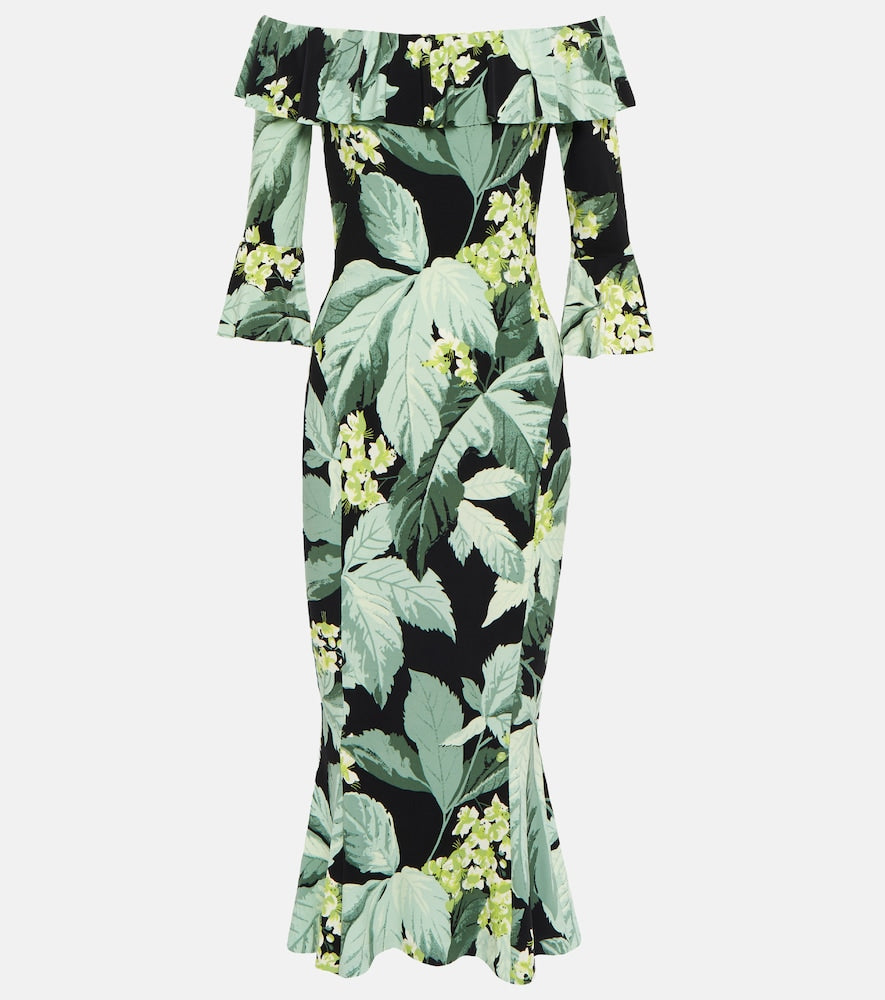 Norma Kamali Off-shoulder printed midi dress. Norma Kamali 露肩印花中长连衣裙