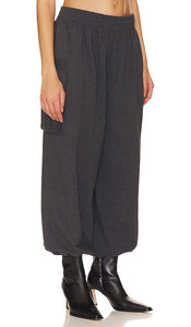 Norma Kamali Oversized Boyfriend Cargo Sweatpant in Grey