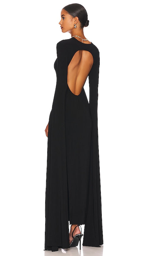 Norma Kamali Ribbon Sleeve Gown in Black - Robe à manches en ruban Norma Kamali en noir - Norma Kamali 黑色丝带袖礼服 - Norma Kamali Kleid mit Schleifenärmeln in Schwarz - Norma Kamali 리본 슬리브 가운 블랙 색상 - Abito con maniche a nastro Norma Kamali in nero