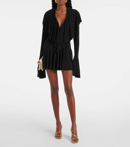 Norma Kamali Ruffled jersey bodysuit dress