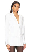 Norma Kamali Single Breasted Cargo Jacket in White