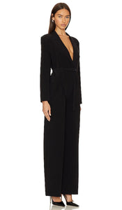 Norma Kamali Single Breasted Straight Leg Jumpsuit in Black