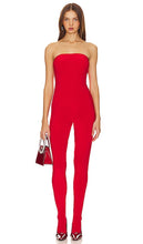 Norma Kamali Strapless Catsuit With Footsie in Red - Combinaison catsuit sans bretelles Norma Kamali avec footsie en rouge - Norma Kamali 红色无肩带连裤袜 - Norma Kamali Trägerloser Catsuit mit Füßling in Rot - Norma Kamali 스트랩리스 캣수트와 Footsie 레드 색상 - Catsuit senza spalline Norma Kamali con piedino in rosso