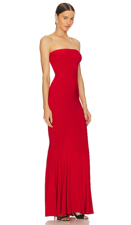Norma Kamali Strapless Fishtail Gown in Red
