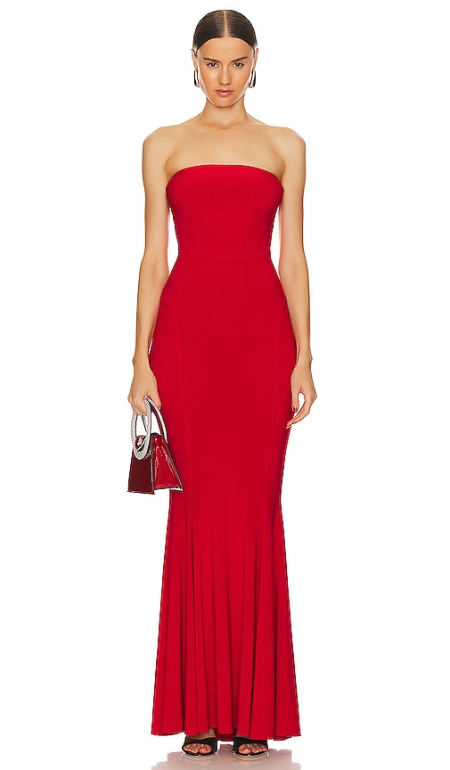Norma Kamali Strapless Fishtail Gown in Red - Robe queue de poisson sans bretelles Norma Kamali en rouge - Norma Kamali 红色抹胸鱼尾礼服 - Norma Kamali trägerloses Fischschwanzkleid in Rot - Norma Kamali 스트랩리스 피쉬테일 가운 레드 색상 - Abito a coda di pesce senza spalline Norma Kamali in rosso