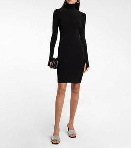 Norma Kamali Stretch jersey turtleneck dress