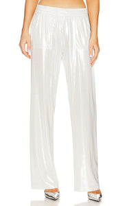 Norma Kamali Sweatpant in Metallic Silver - Pantalon de survêtement Norma Kamali en argent métallisé - Norma Kamali 金属银运动裤 - Norma Kamali Jogginghose in Metallic-Silber - Norma Kamali 스웻팬츠 - Pantaloni della tuta Norma Kamali in argento metallizzato
