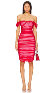Norma Kamali Walter Midi Dress With Winglet Sleeves in Red - Norma Kamali Walter - Robe mi-longue à manches volantées en rouge - Norma Kamali Walter 红色小翼袖中长连衣裙 - Norma Kamali Walter Midikleid mit Winglet-Ärmeln in Rot - Norma Kamali Walter 미디 드레스 레드 윙렛 슬리브 - Abito midi Norma Kamali Walter con maniche ad aletta in rosso