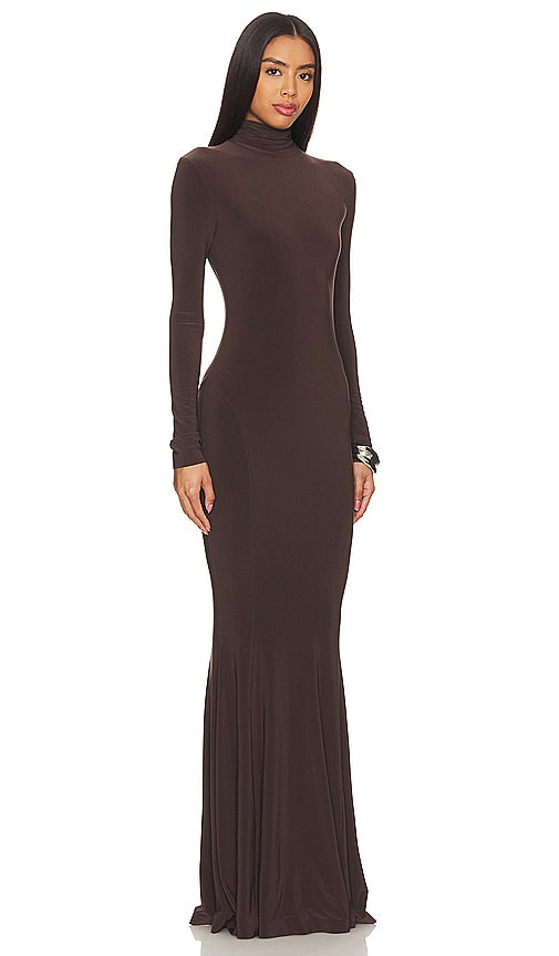 Norma Kamali x REVOLVE Fishtail Gown in Chocolate