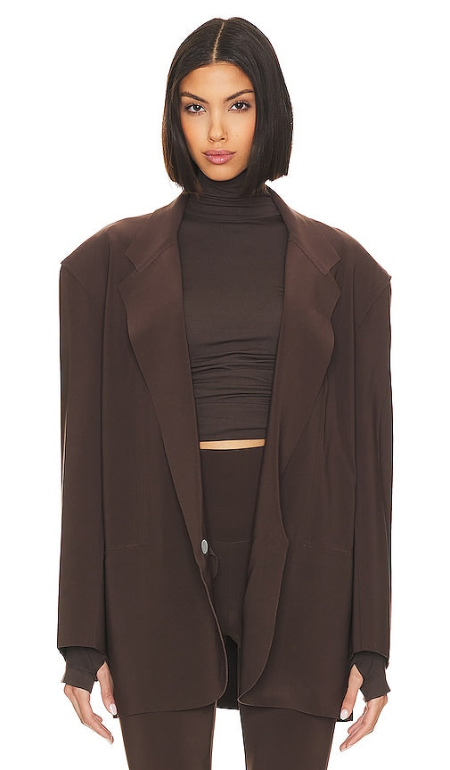 Norma Kamali x REVOLVE Oversized Single Breasted Jacket in Chocolate