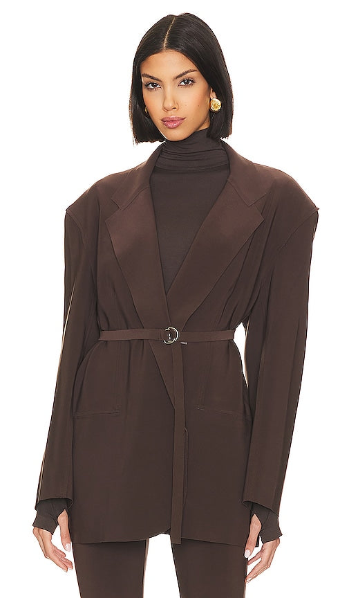 Norma Kamali x REVOLVE Oversized Single Breasted Jacket in Chocolate