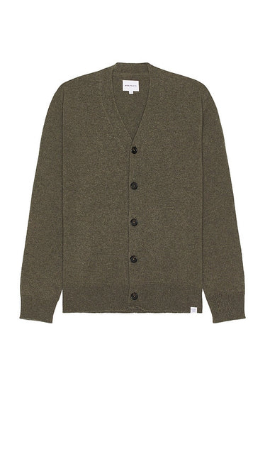 Norse Projects Adam Merino Lambswool Cardigan in Green