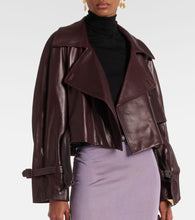 Nour Hammour Hatti cropped leather biker jacket