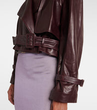 Nour Hammour Hatti cropped leather biker jacket