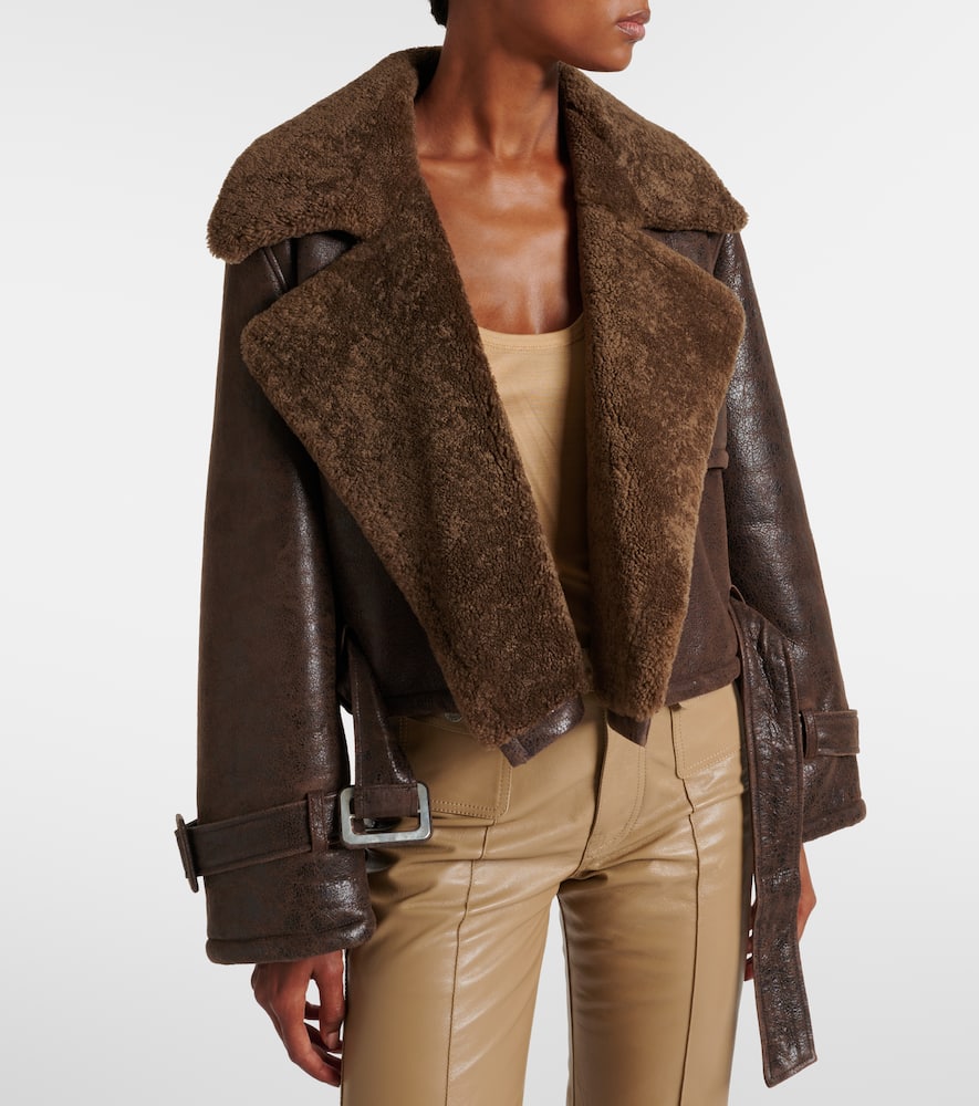 Nour Hammour Hatti shearling-trimmed leather jacket