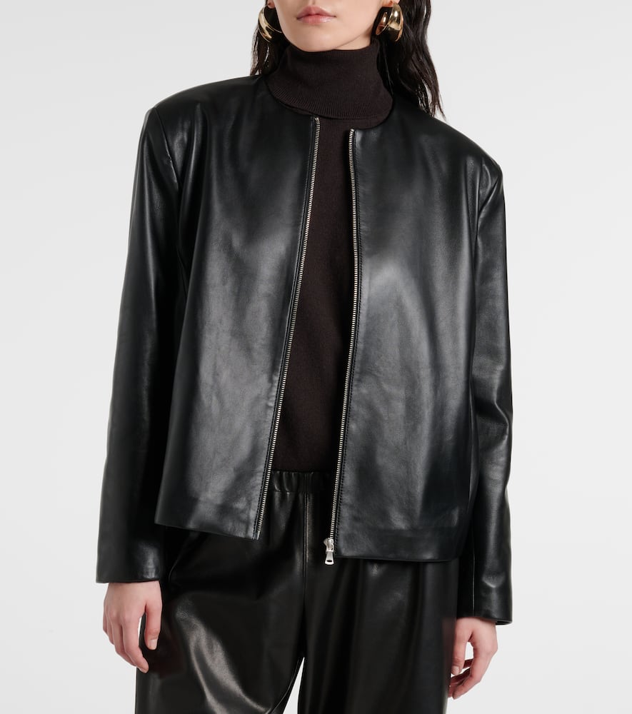 Nour Hammour Layla scarf-detail leather jacket