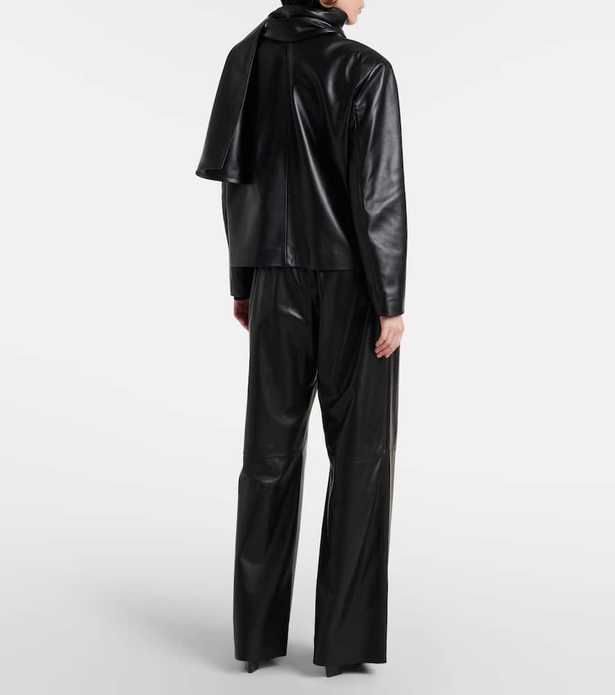 Nour Hammour Layla scarf-detail leather jacket