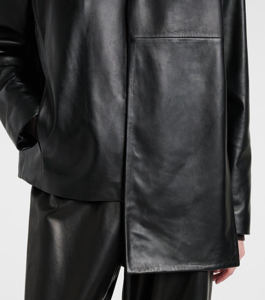 Nour Hammour Layla scarf-detail leather jacket