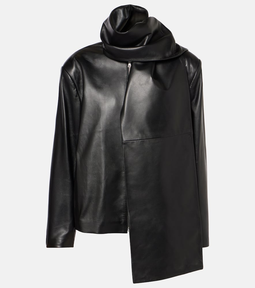 Nour Hammour Layla scarf-detail leather jacket