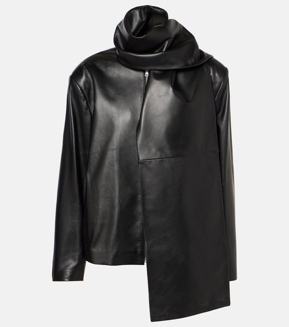 Nour Hammour Layla scarf-detail leather jacket
