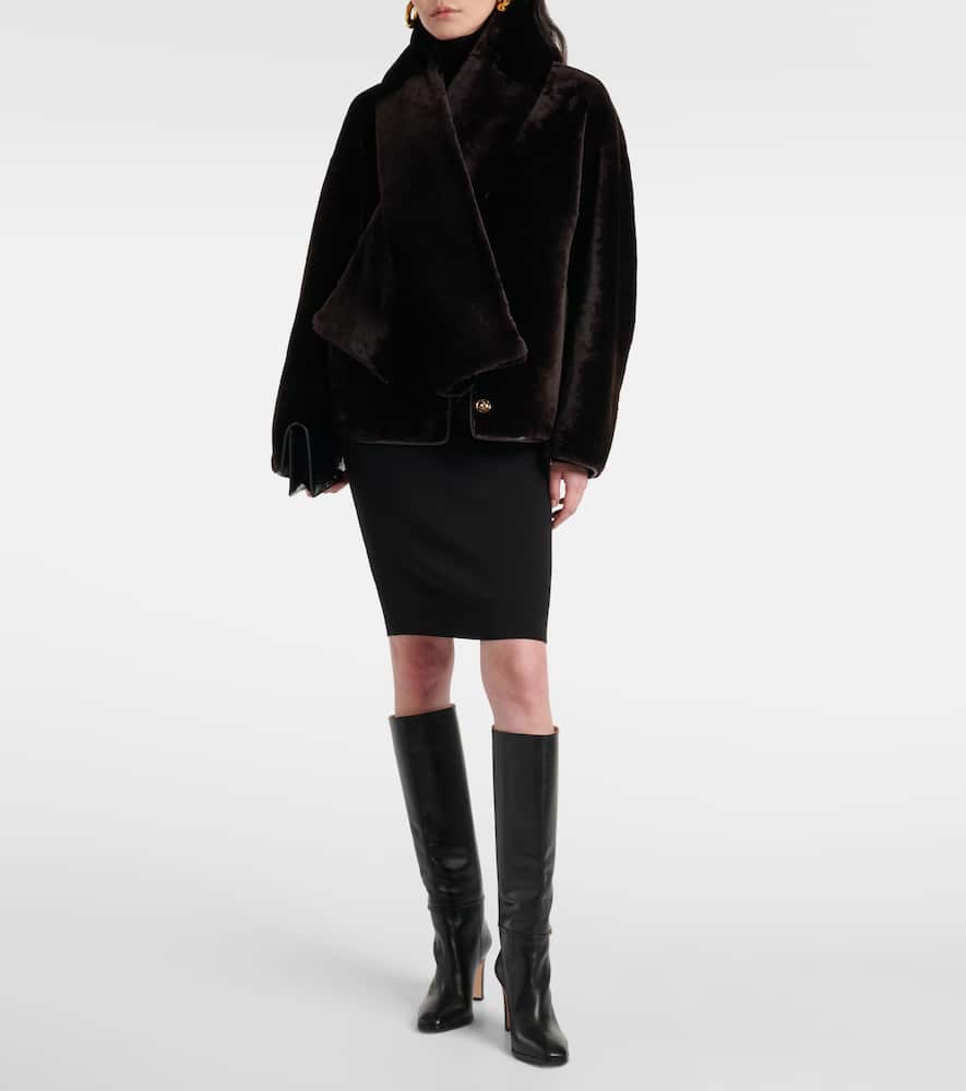 Nour Hammour Lyra scarf-detail shearling jacket