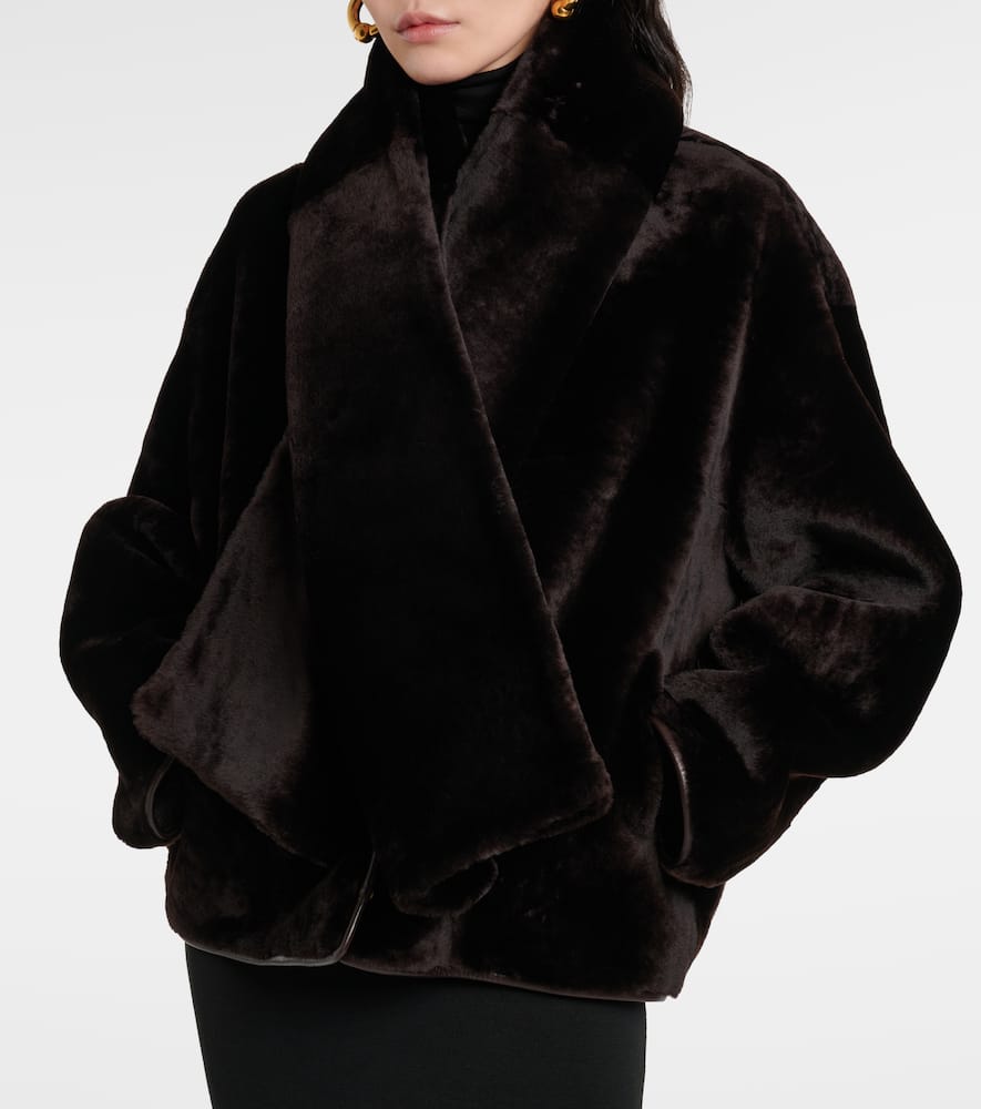 Nour Hammour Lyra scarf-detail shearling jacket