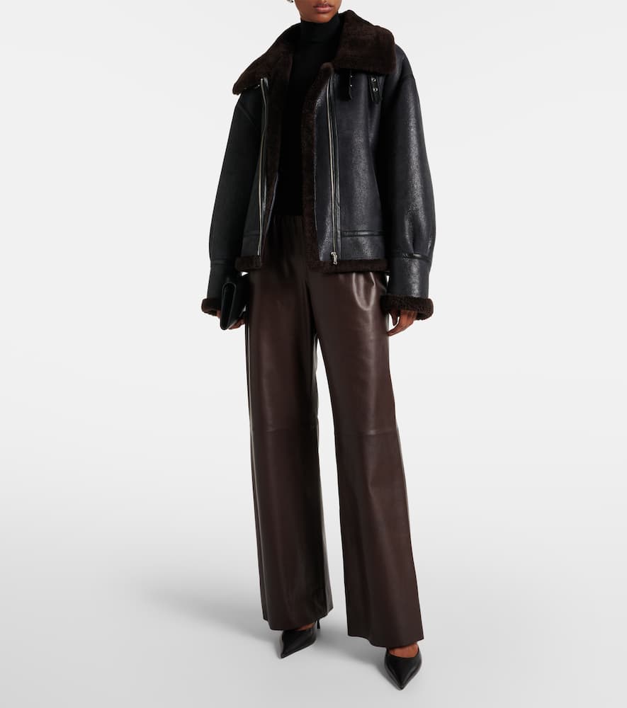 Nour Hammour Portia shearling-trimmed leather jacket