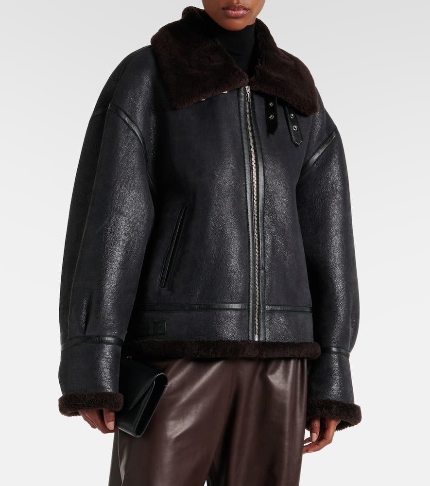 Nour Hammour Portia shearling-trimmed leather jacket
