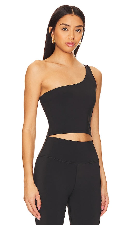 Nubyen Paris One Shoulder Sports Bra in Black