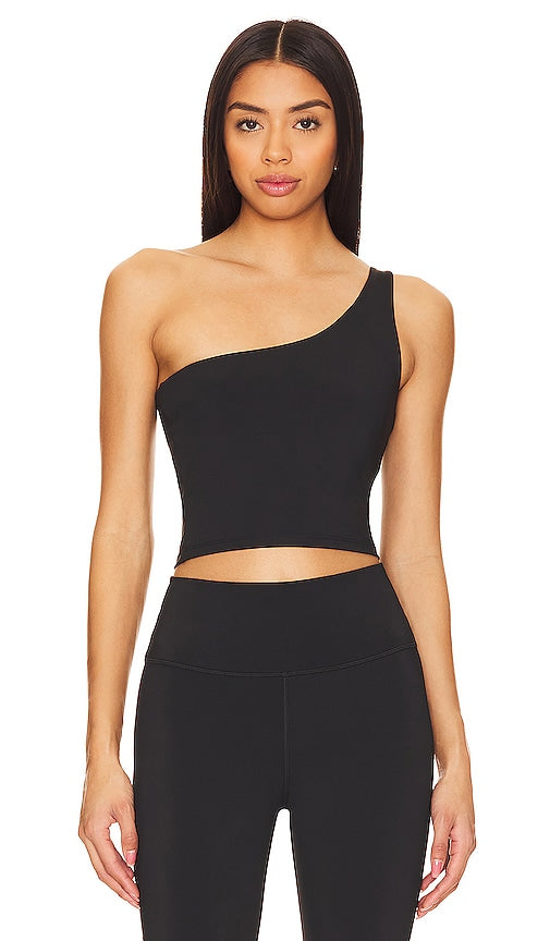 Nubyen Paris One Shoulder Sports Bra in Black - Nubyen Paris - Soutien-gorge de sport à une épaule en noir - Nubyen Paris 黑色一肩运动文胸 - Nubyen Paris One Shoulder Sport-BH in Schwarz - Nubyen Paris 원숄더 스포츠 브라블랙 색상 - Reggiseno sportivo monospalla Nubyen Paris in nero