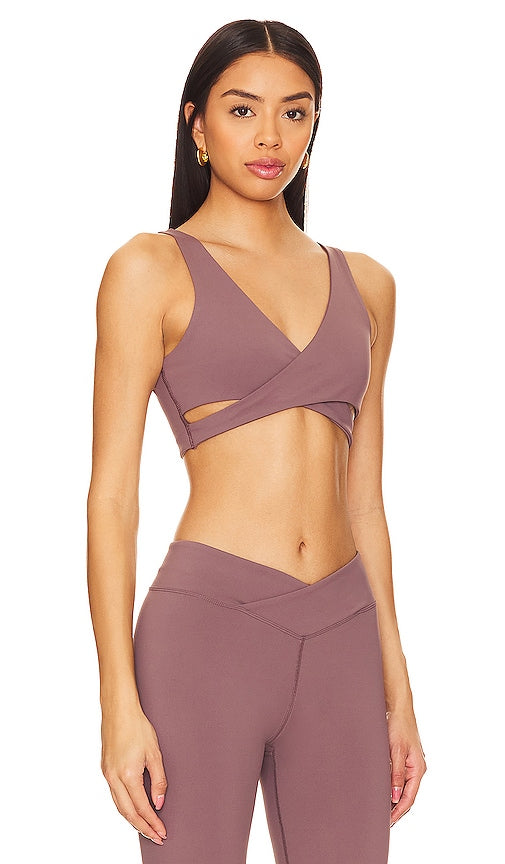 Nubyen V Neck Wrap Sports Bra in Mauve