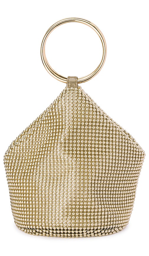 olga berg Bianca Ball Mesh Handle Bag in Metallic Gold