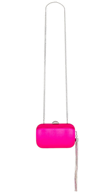 olga berg Ali Crystal Tassel Clutch in Fuchsia