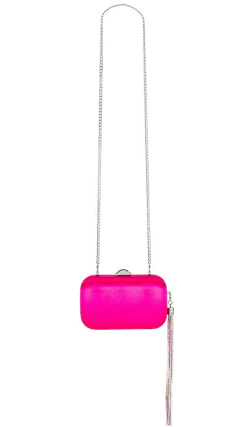 olga berg Ali Crystal Tassel Clutch in Fuchsia