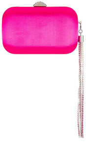 olga berg Ali Crystal Tassel Clutch in Fuchsia