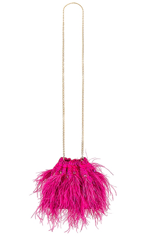 olga berg Livvy Feather Pouch in Fuchsia