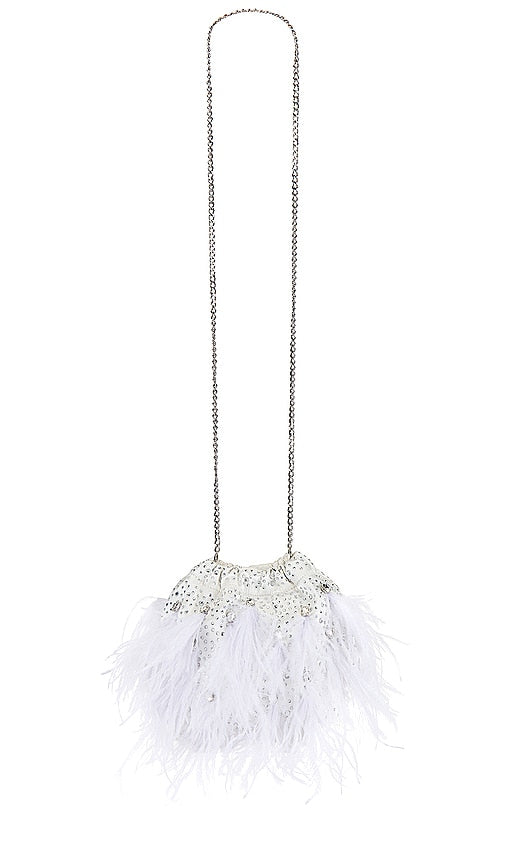 olga berg Livvy Feather Pouch in White