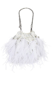 olga berg Livvy Feather Pouch in White