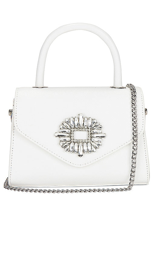olga berg Alejandra Embellished Top Handle in White