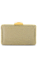 olga berg Natasha Ball Mesh Clutch in Metallic Gold