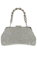 olga berg Jerry Crystal Vintage Clutch in Metallic Silver