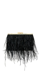 olga berg Estelle Feather Clutch in Black