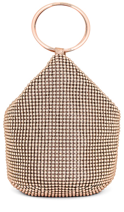 olga berg Bianca Ball Mesh Handle Bag in Rose Gold